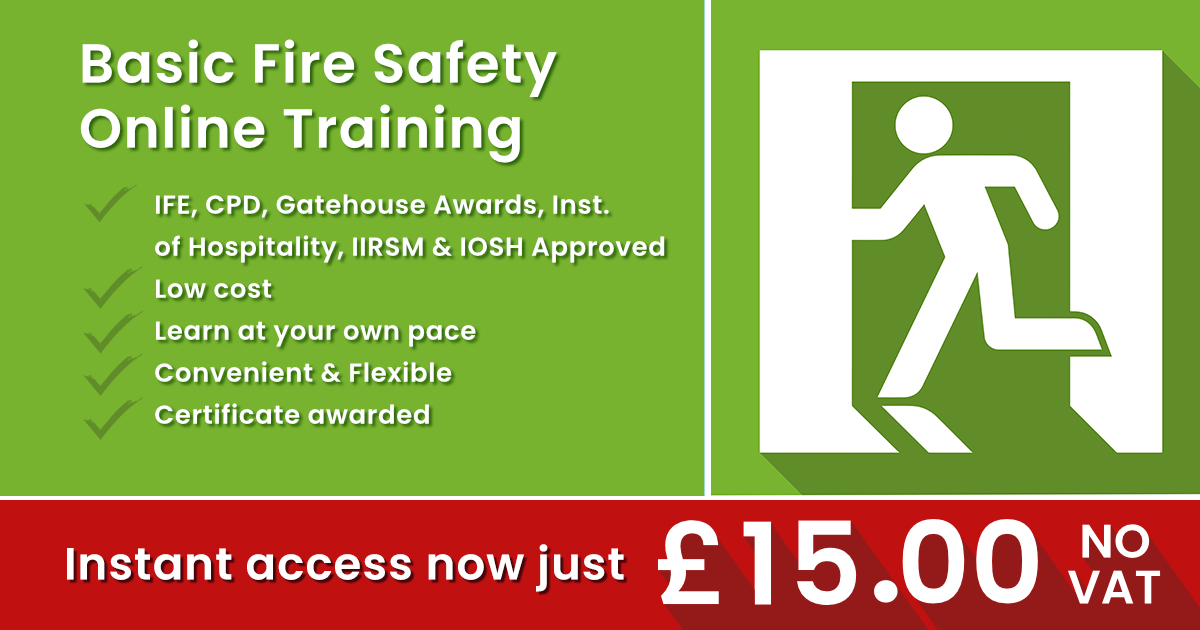 Basic Fire Safety Awareness TrainingSame Day Online Certificate £15.00